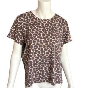 Croft & Barrow Giraffe Print Cotton Tee Shirt 0X